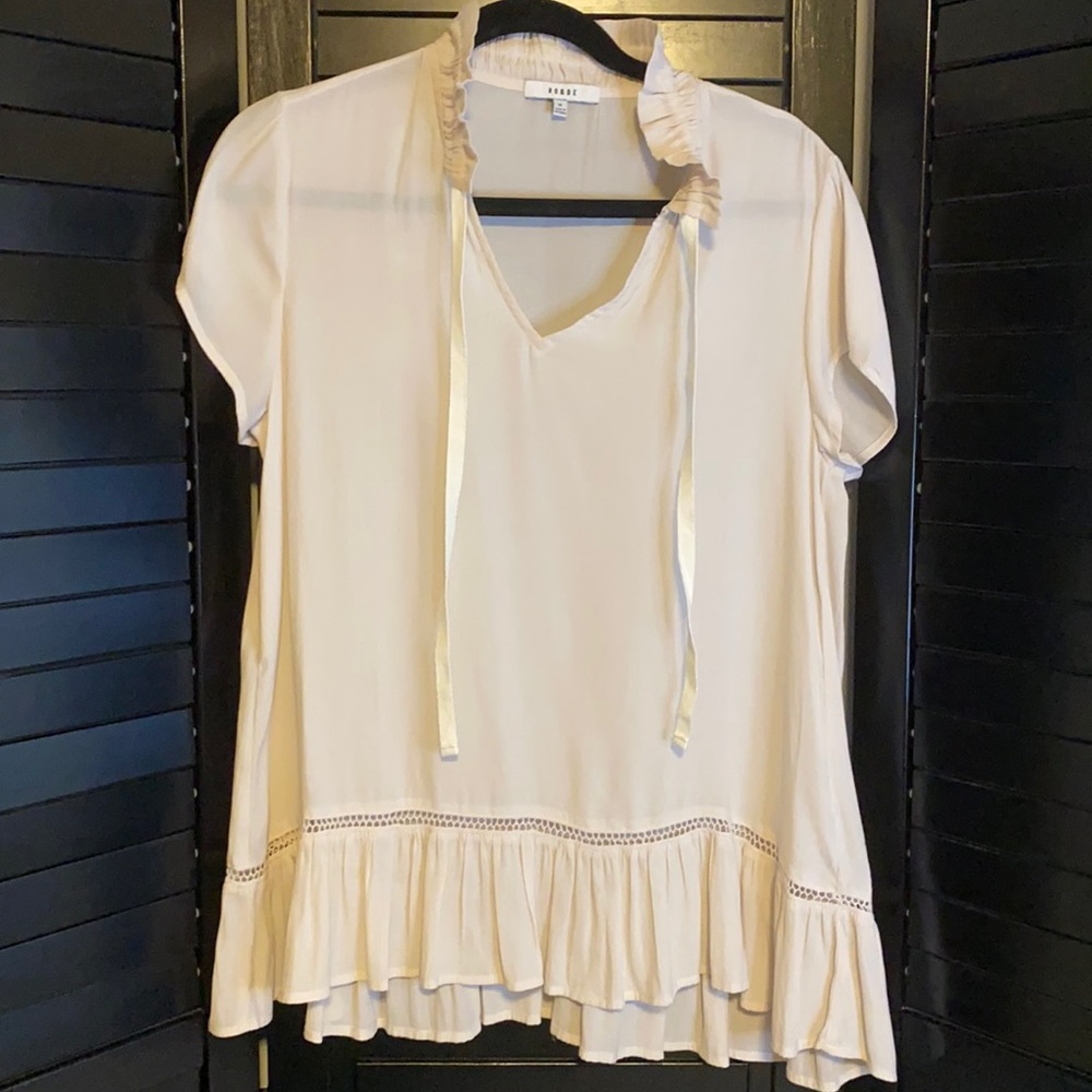 Anthropologie Ro & De Ruffle Hem Bouse